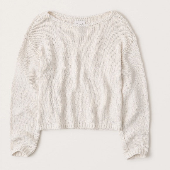 Abercrombie & Fitch Sweaters - Cotton-Blend Boatneck Sweater off white